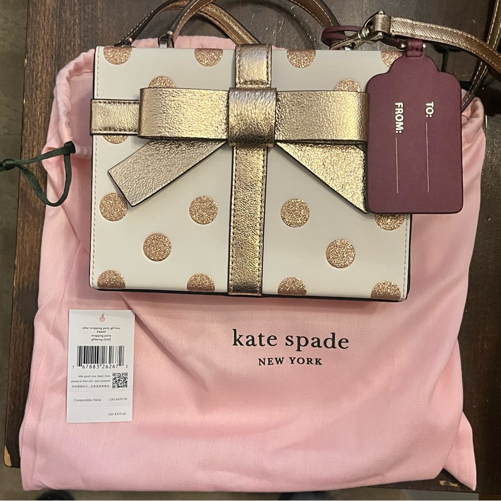 Kate Spade Holiday Gift Wrapping Party Glittering 2 Way 🎁 NEW with tag, dust bag